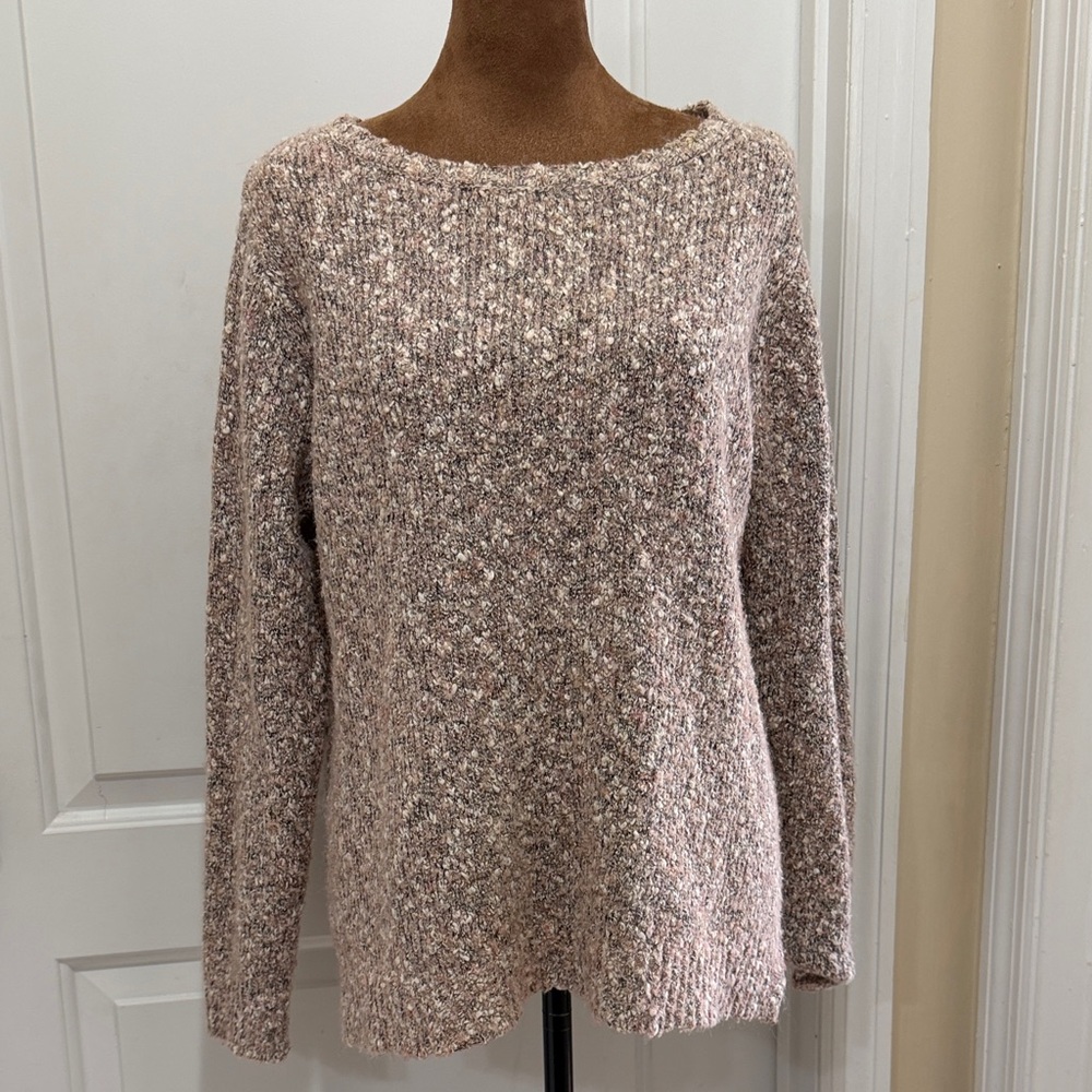 Buffalo David Bitton Heathered Pink Bouclé Crewneck Sweater